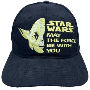 Vintage Star Wars Hat Cap Snap Back Black Green Yoda Movie Promo 1997 90s Force